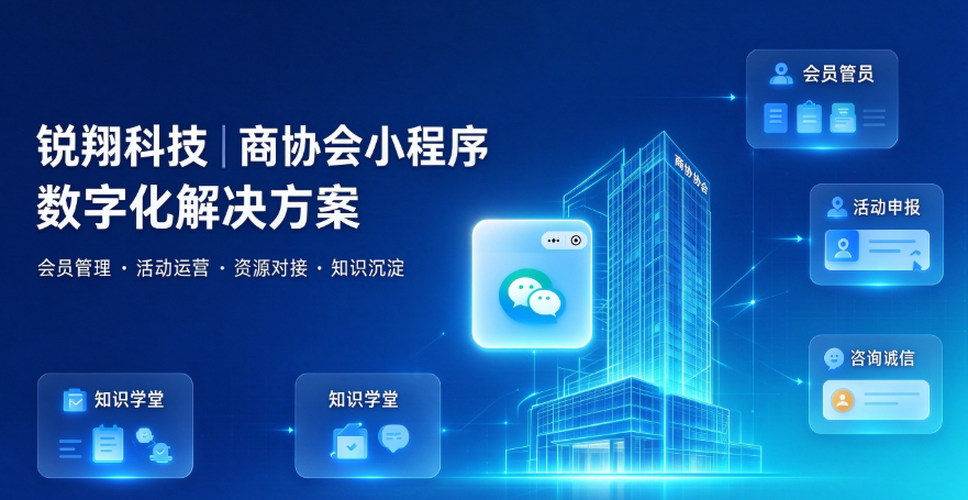数字赋能协会服务｜锐翔科技商协会小程序，助力社会组织高效运营